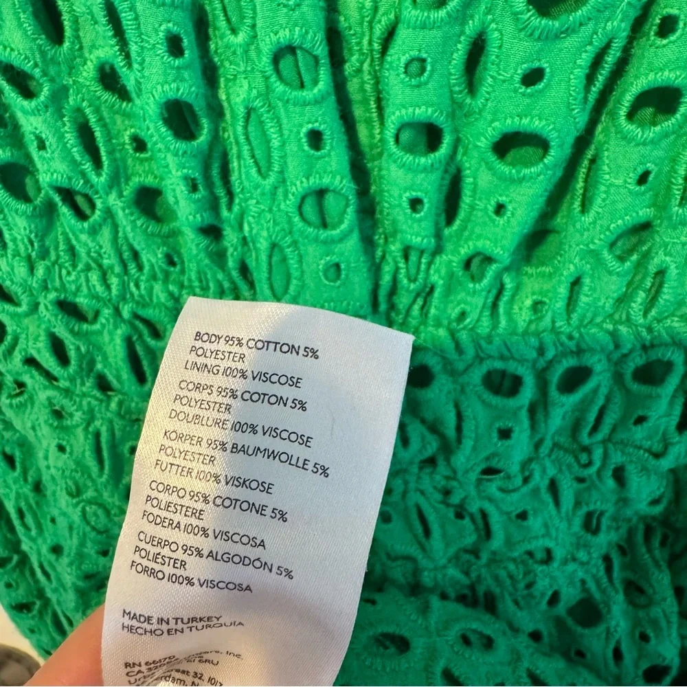 Anthropologie Green Eyelet Somerset Mini Dress | M - Picture 6 of 6